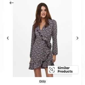 Only Floral long sleeve wrap dress